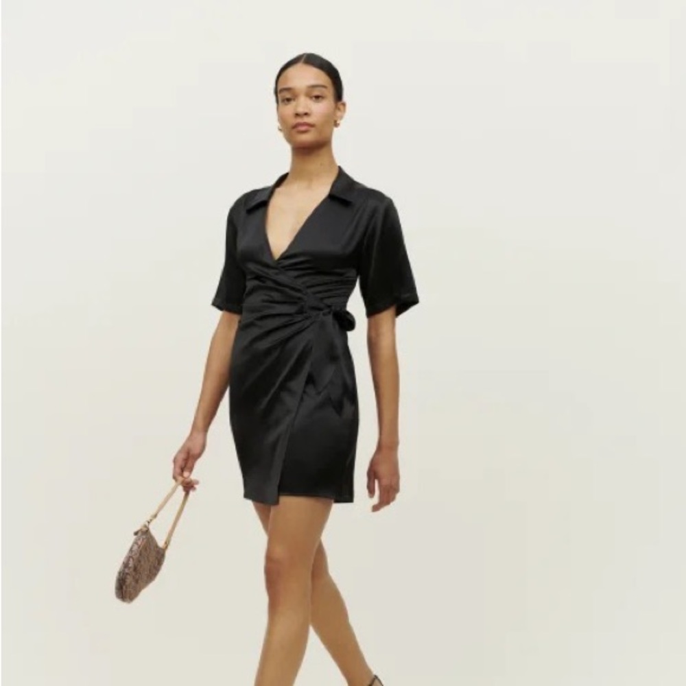 Reformation Luxe Silk Dress Black